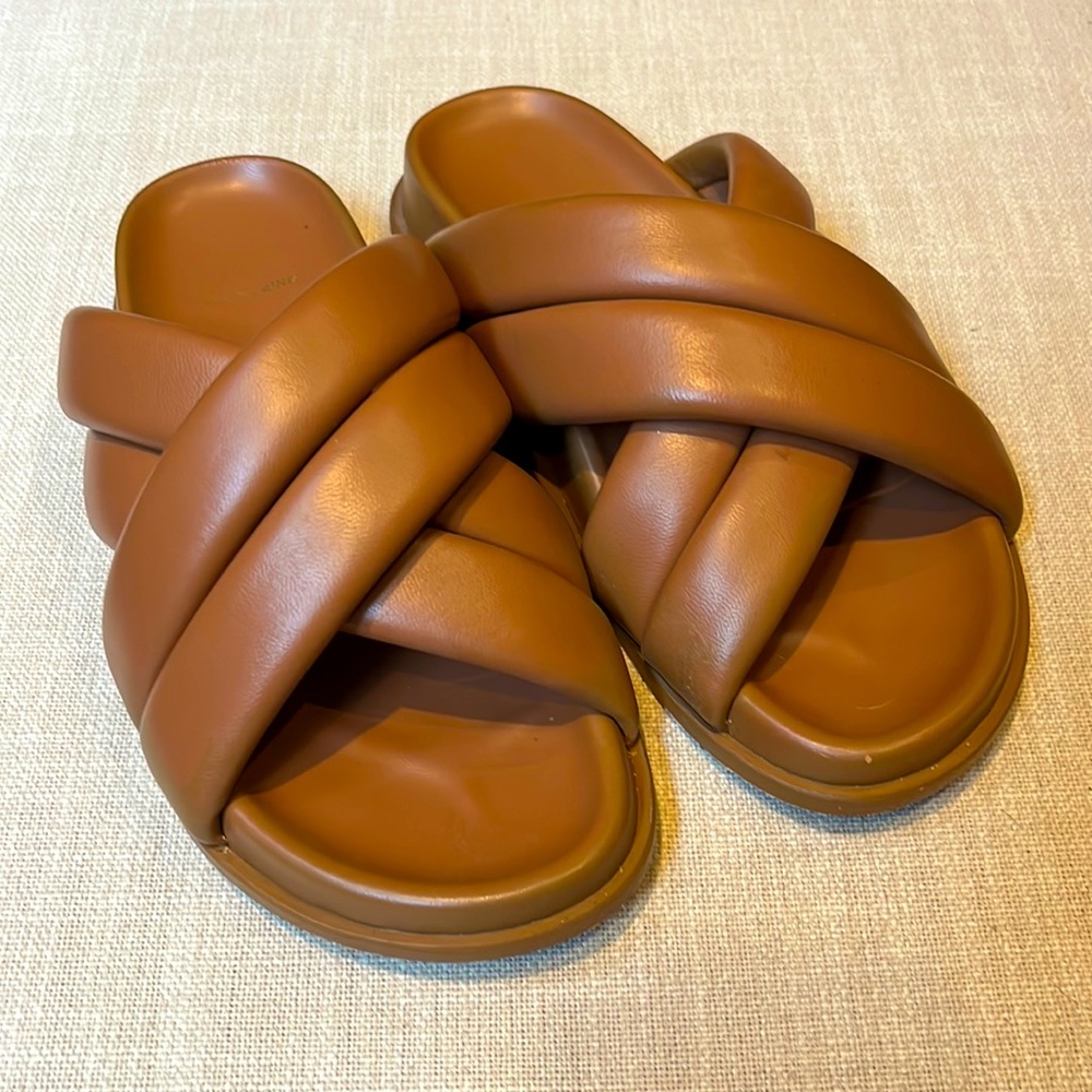 Anine Bing Lizzie Slides in Cognac Brown Sz 36 6 Pre-Owned